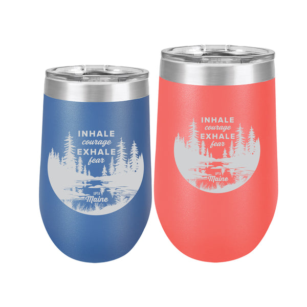 Polar Camel Stemless Wine Tumbler: Inhale Courage, Exhale Fear