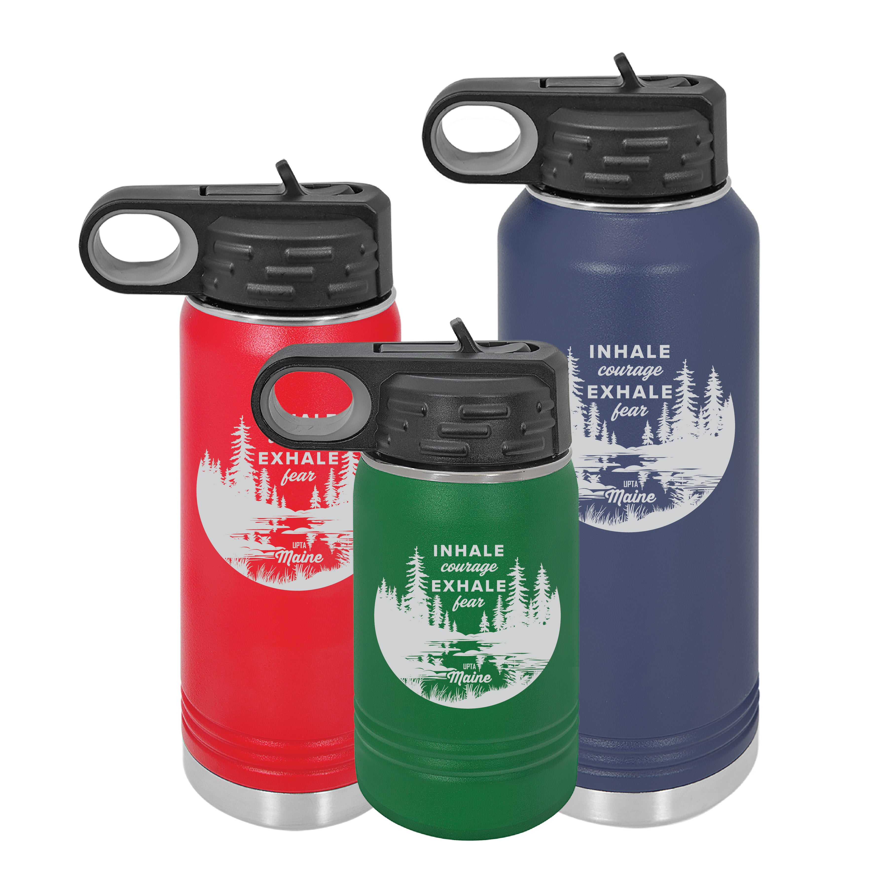 Polar Camel Water Bottle: Inhale Courage, Exhale Fear