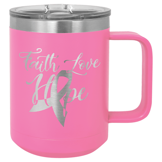 Pink Polar Camel 15 oz. Coffee Mug with Clear Slider Lid