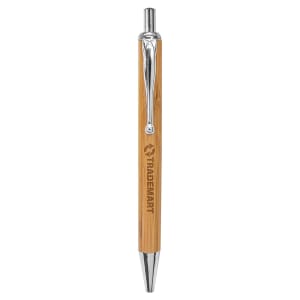 Bamboo with Silver Trim Laserable Pen